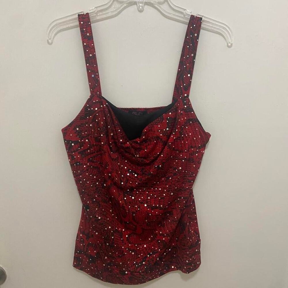 GLO Jeans Red and Black Snakeskin Pattern Tank Top